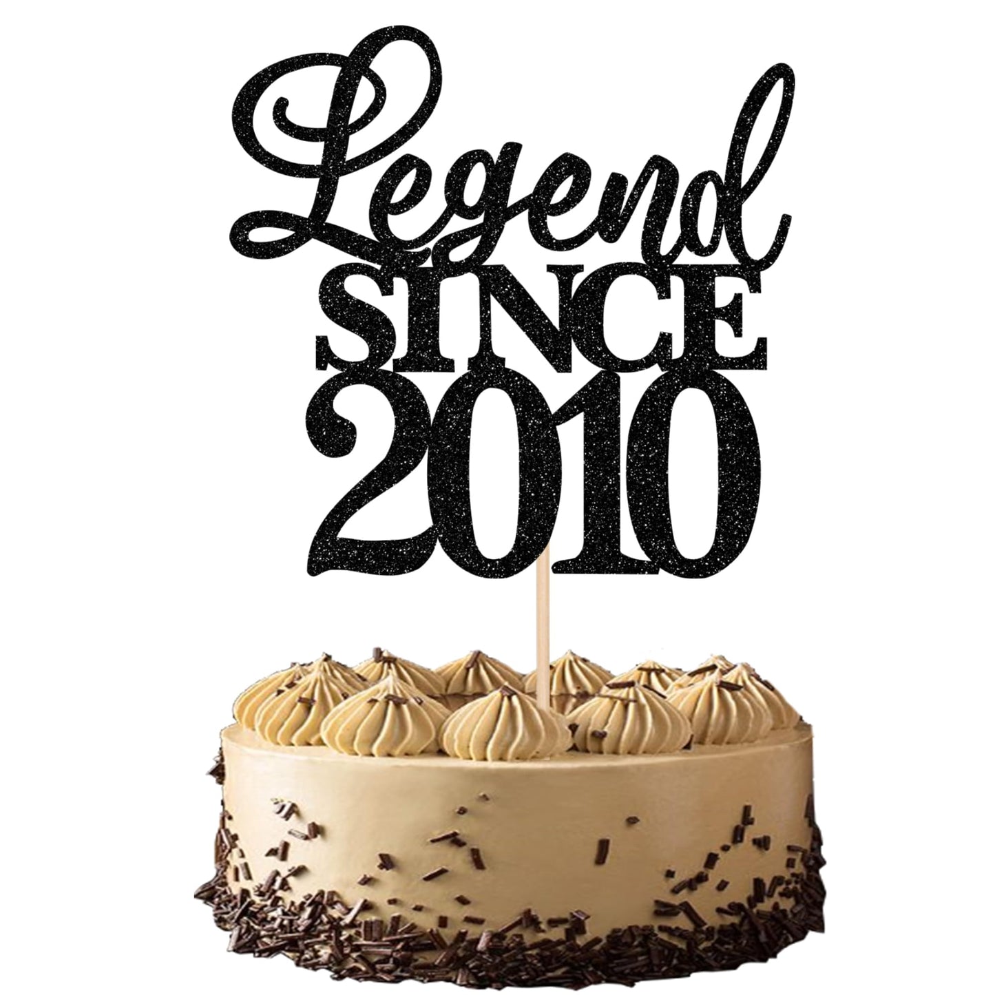 Rsstarxi 1 Pack Legend Since 2010 Cake Topper Glitter Happy 15Th Birthday Cake Topper Cheers To 15 Years Cake Decoration For Happy 15Th Birthday Wedding Anniversary Party Cake Decorations Black