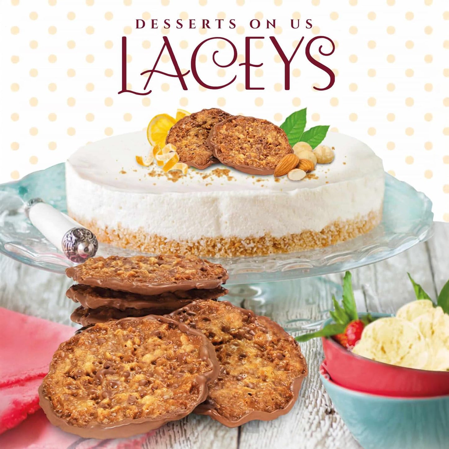 Laceys Gourmet Cookies - Handcrafted Light & Crispy Almond & Dark Chocolate - 25 Ounce