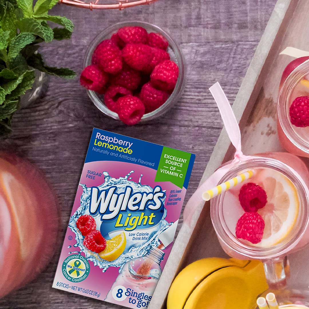 Wyler s Light Singles To Go Powder Packets, Water Drink Mix, Raspberry Lemonade, 96 Single Servings (Pack of 12)