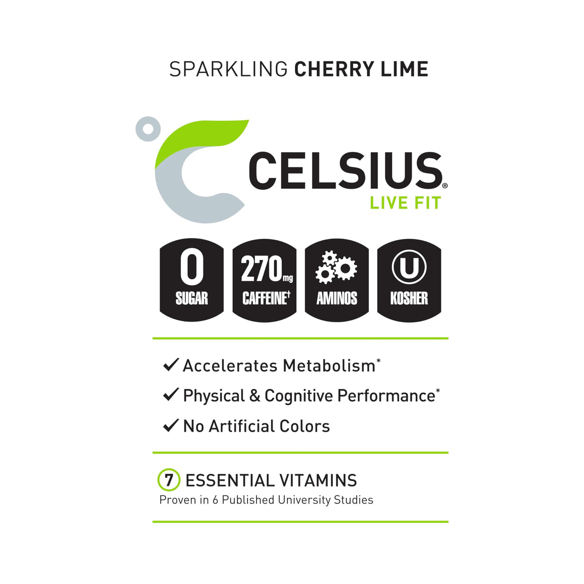 CELSIUS ESSENTIALS, Sparkling Cherry Limeade, Performance Energy Drink 16 Fl Oz (Pack of 12)