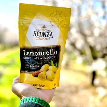 Lemoncello Chocolate Covered Almonds Brought to you by Nutic, Produced by Sconza - Roasted Almond Covered in White Chocolate and