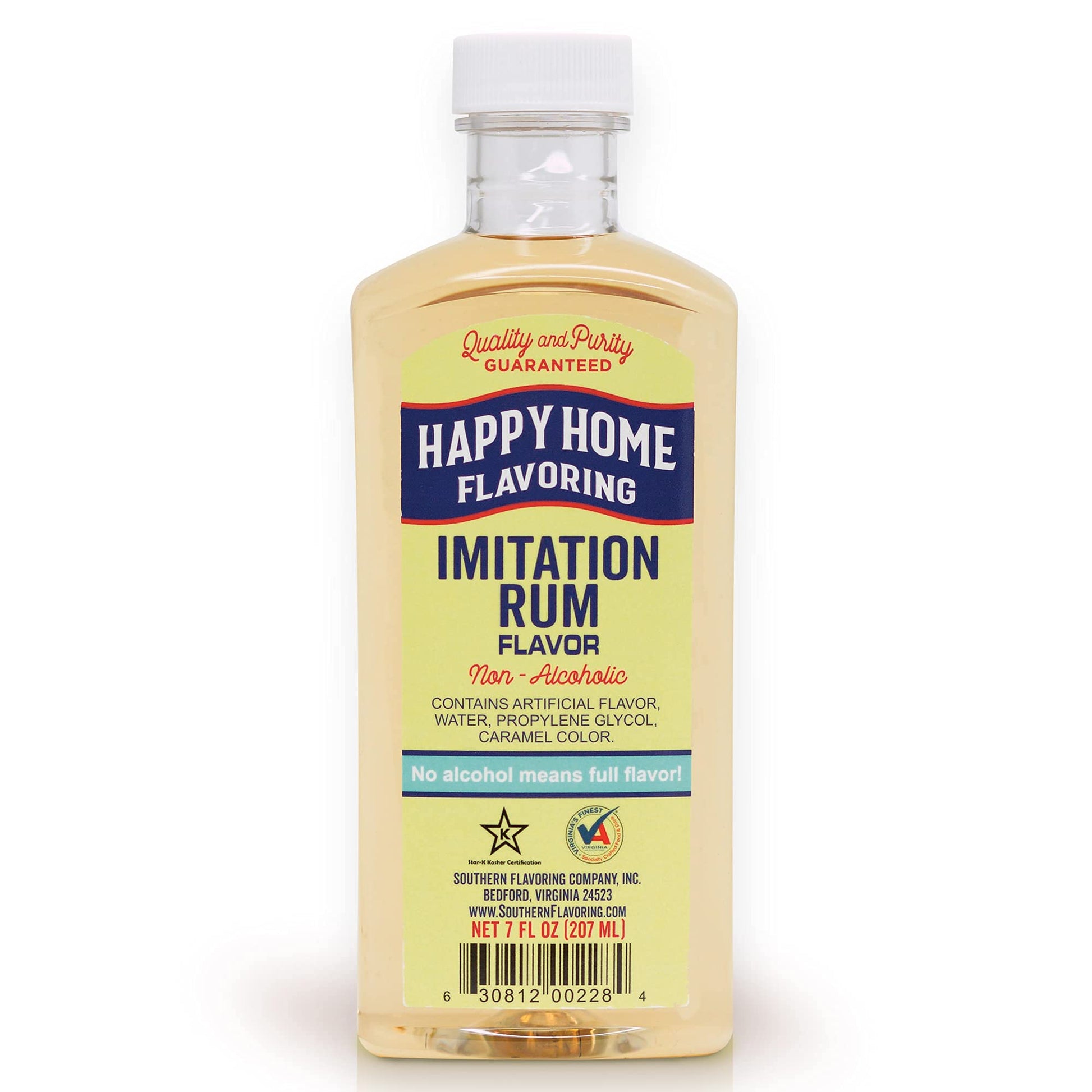 Happy Home Imitation Rum Flavoring, Non-Alcoholic, 7 oz., Certified Kosher, F228F