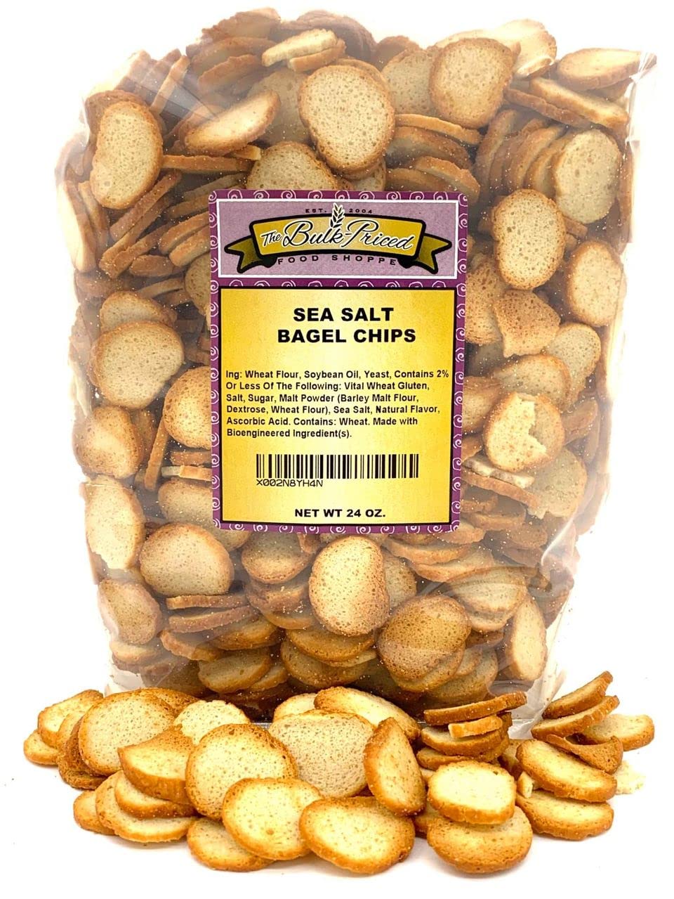 Sea Salt Bagel Chips, Bulk Size (24Oz. Resealable Zip Lock Stand Up Bag)