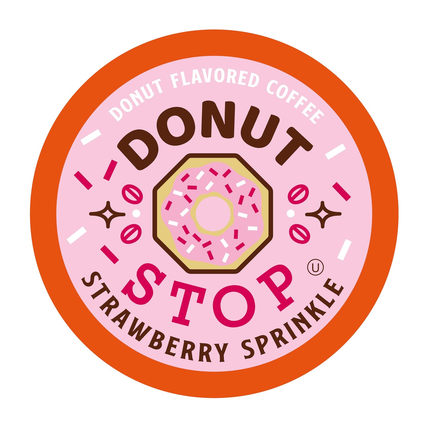 Donut Stop Strawberry Sprinkle Medium Roast Coffee Pods, 40 Count, Compatible with 2.0 K Cup Brewers