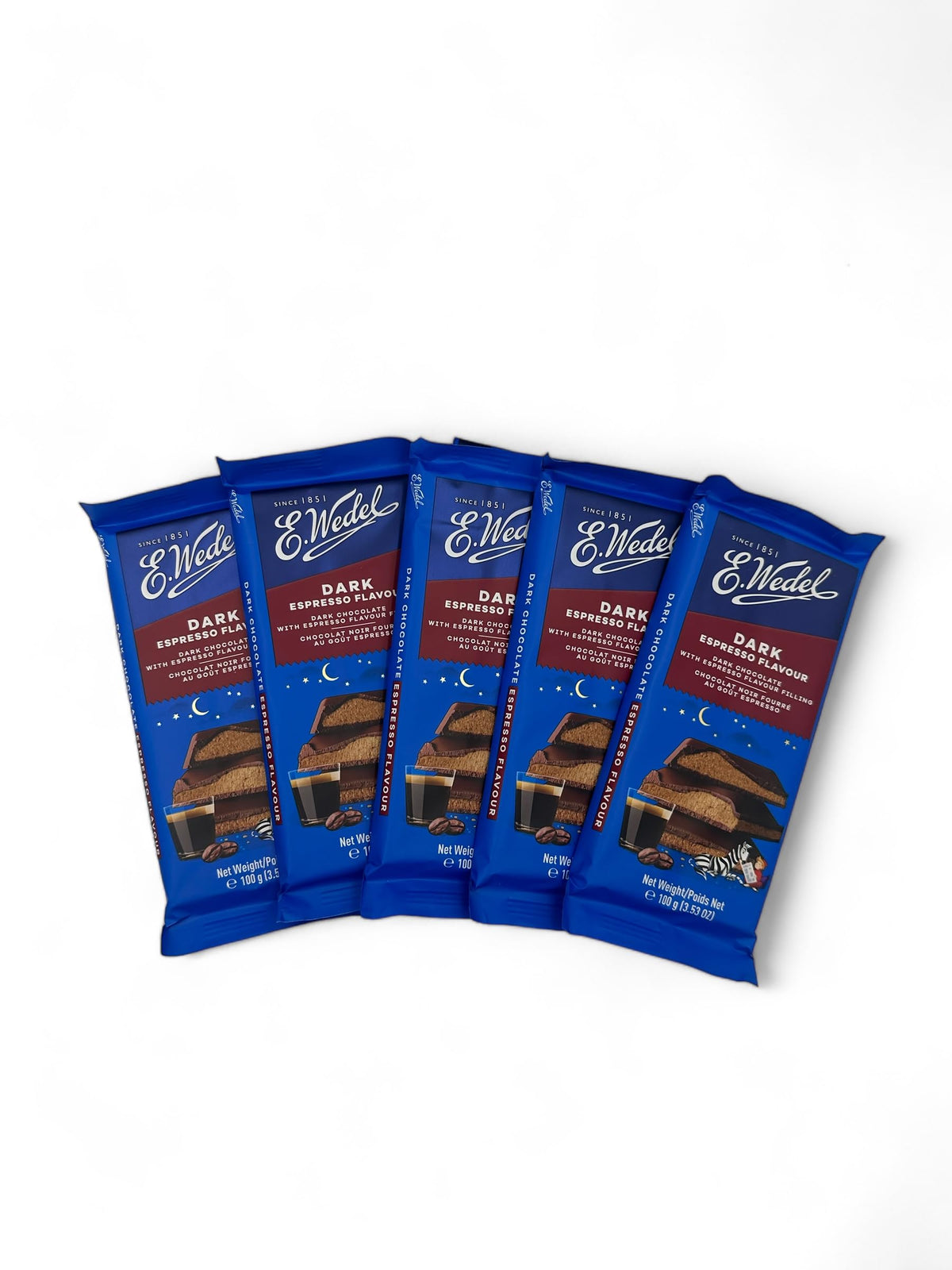 E.Wedel Espresso Flavored Dark Chocolate Bars (Pack Of 5)  Full Size