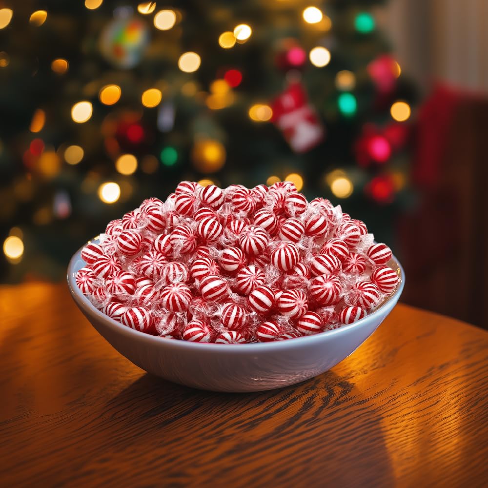 Jumbo Mint Balls Peppermint Hard Candy - Individually Wrapped - Bulk 2 Pounds