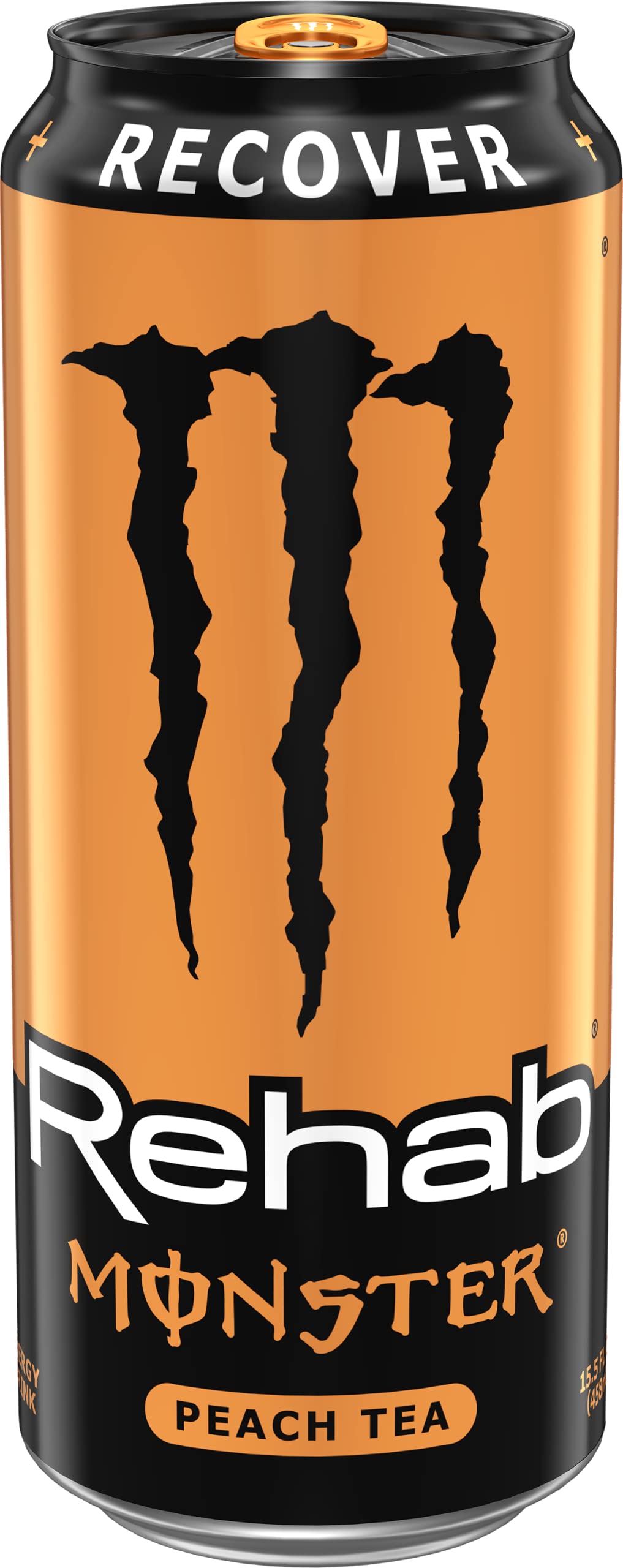Monster Energy Rehab Peach Tea + Energy Iced Tea, 15 Pack, 15.5 Ounce Cans