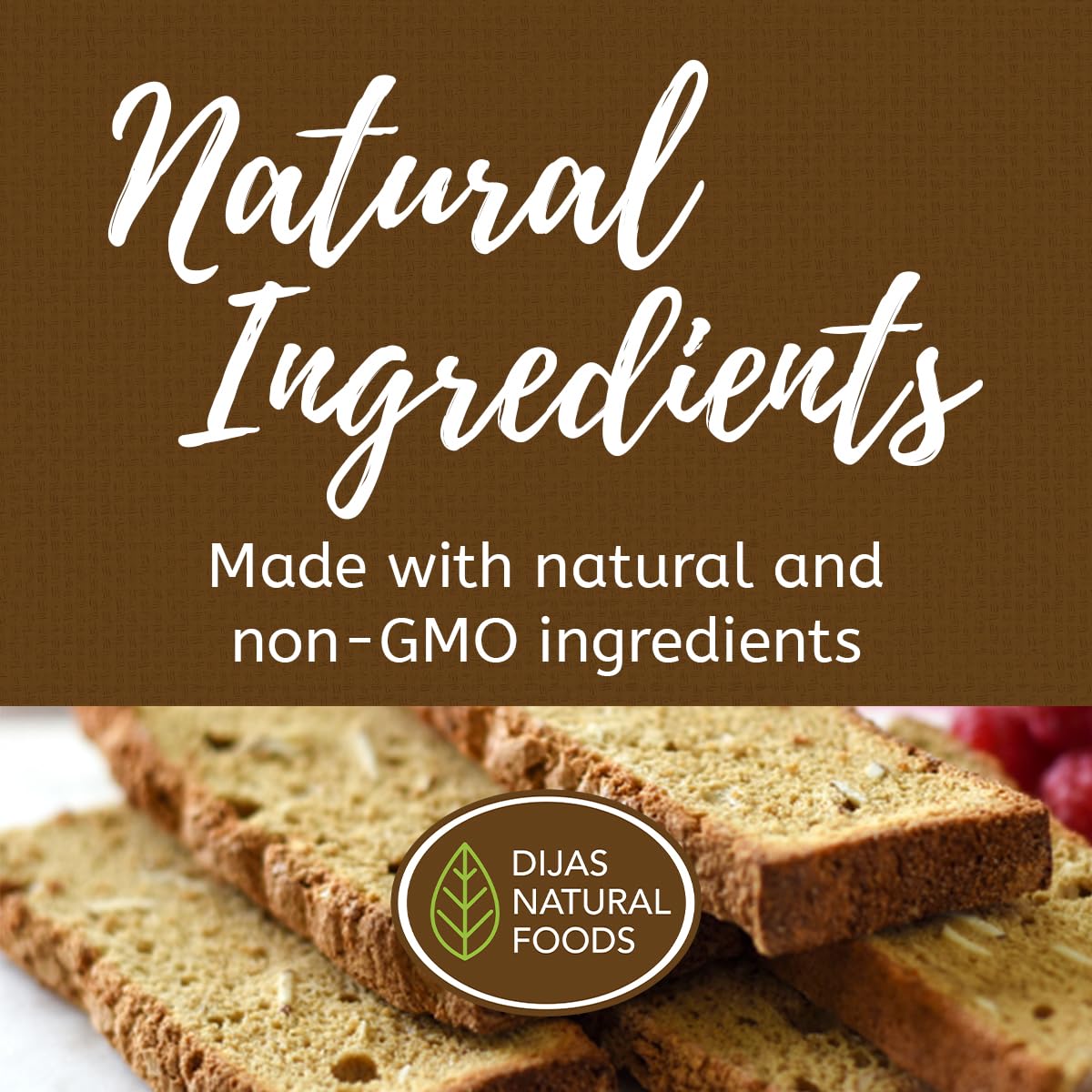 Dijas Natural Foods Crunchy Biscotti Cookie, Fat Free, All Natural, 5 Ounce, Cranberry Almond