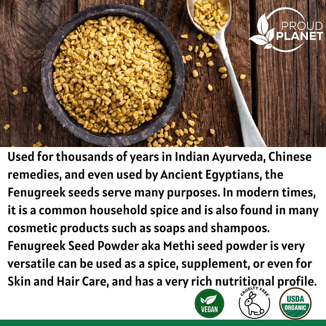 Organic Fenugreek Powder 8Oz (226G) For Health, Skin & Hair Methi Seeds Powder | Non Gmo & Gluten Free | Usda Certified By Proud