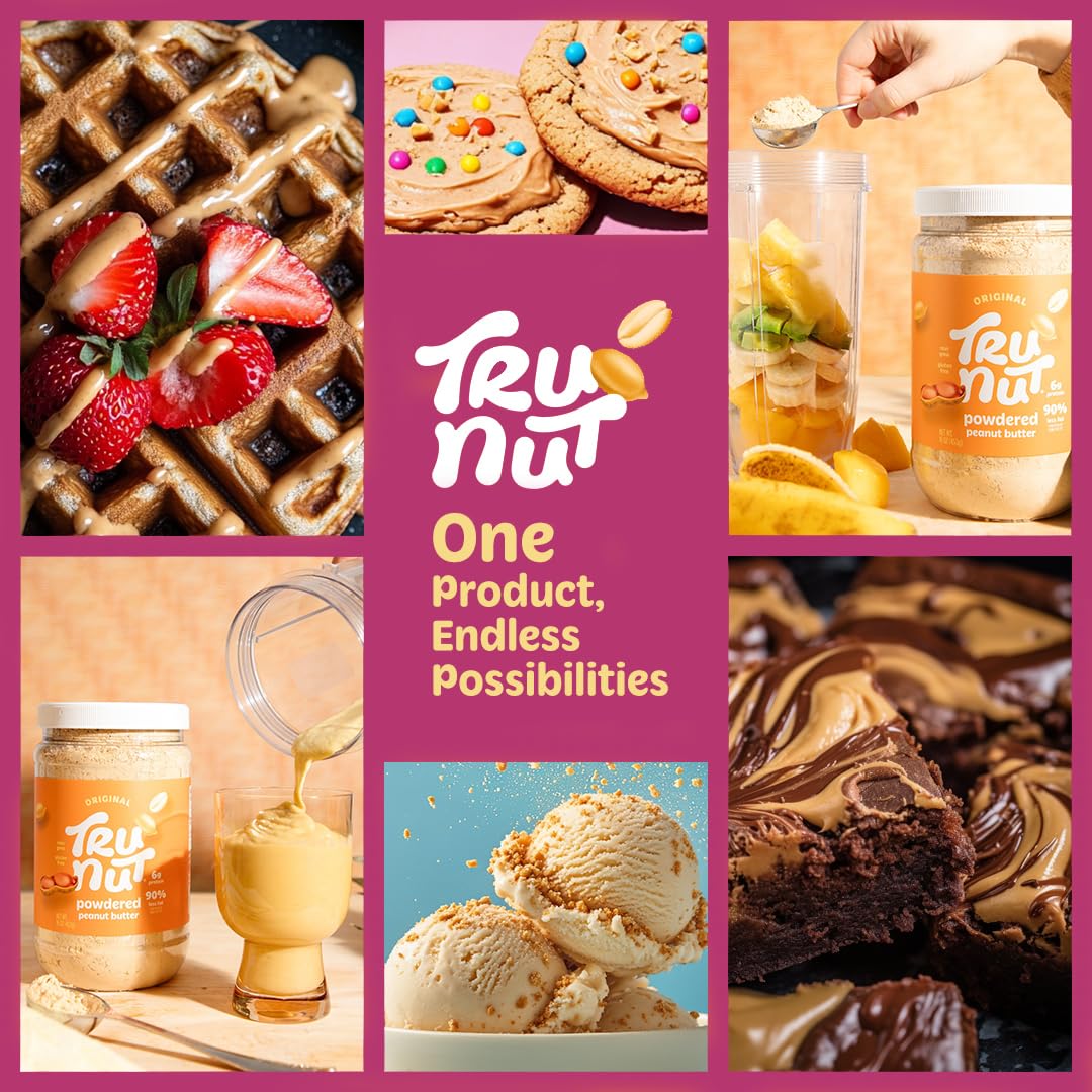 Tru-Nut Peanut Flour - Gluten Free Flour For Baking, Good Source of Plant Protein - Low Carb, Non-GMO, Vegan, Keto Peanut Flour
