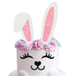 YCTHUNFISH 5 Pack Easter Bunny Cake Toppers, Paper Picks with Eyelashes, Perfect for Kids Birthday and Baby Shower Decorations