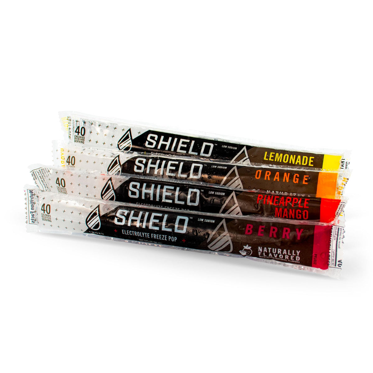 SHIELD Electrolyte Healthy Freezer Pops 36pk Assorted bars, 40 Cal, Electrolytes, Scientifically Balanced, Great Tasting Cooling