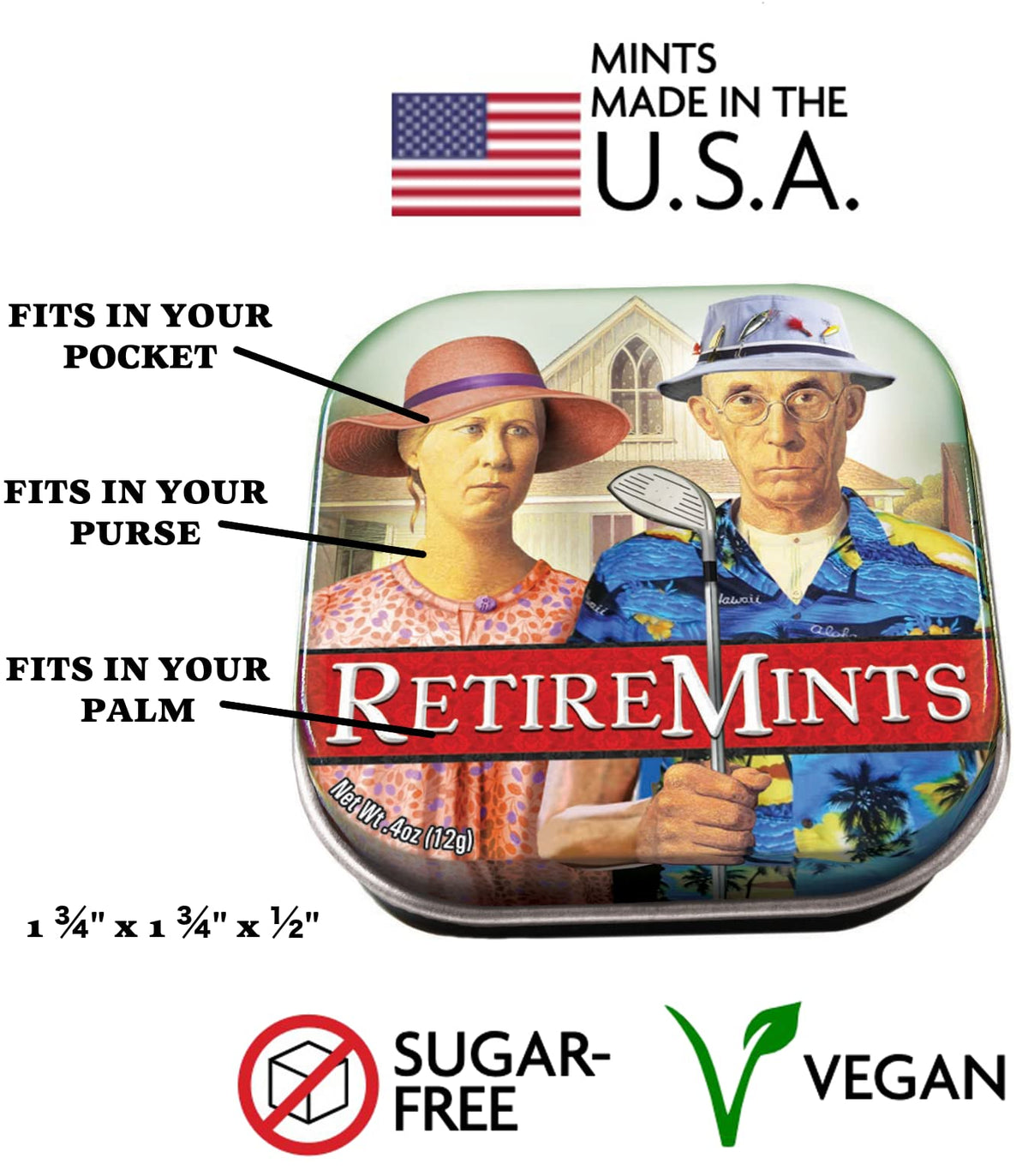 The Unemployed Philosophers Guild Retiremints Breath Mints - 1 Tin, Net Wt .4Oz (12G)