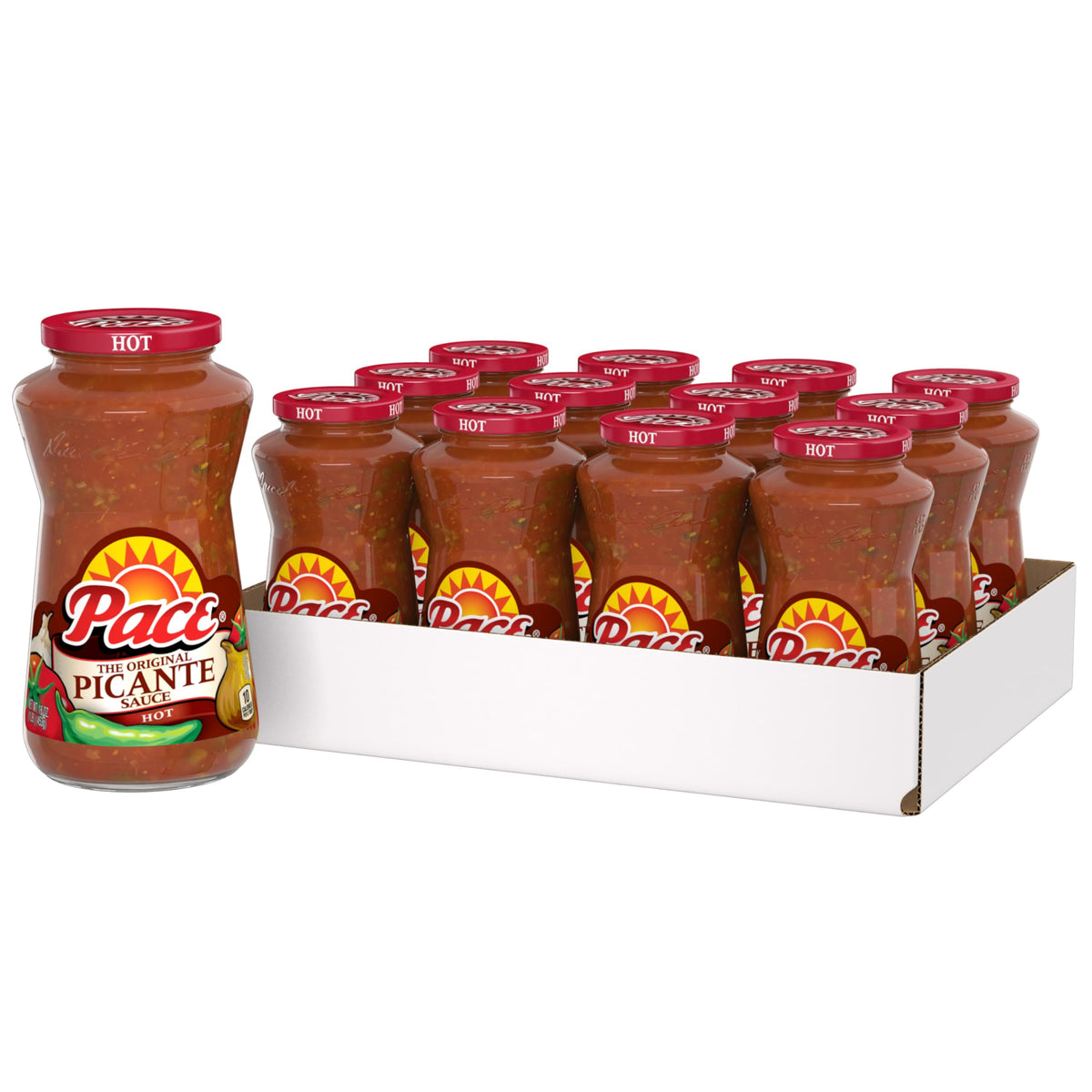 Pace Hot Picante Sauce, 16 oz Jar (Pack of 12)