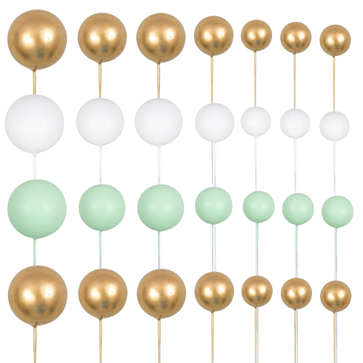 Gyufise 30Pcs Balls Cake Topper Mini Balloons Cupcake Topper Diy Cake Insert Topper Foam Cake Balls Baking Decoration For Weddin