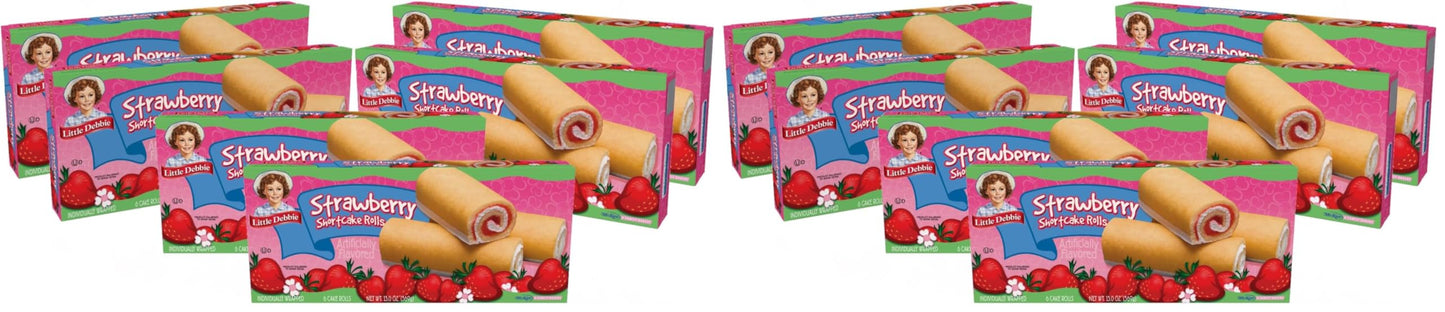 Little Debbie Strawberry Shortcake Rolls, 36 Individually Wrapped Cake Rolls (6 Boxes) (Pack of 2)