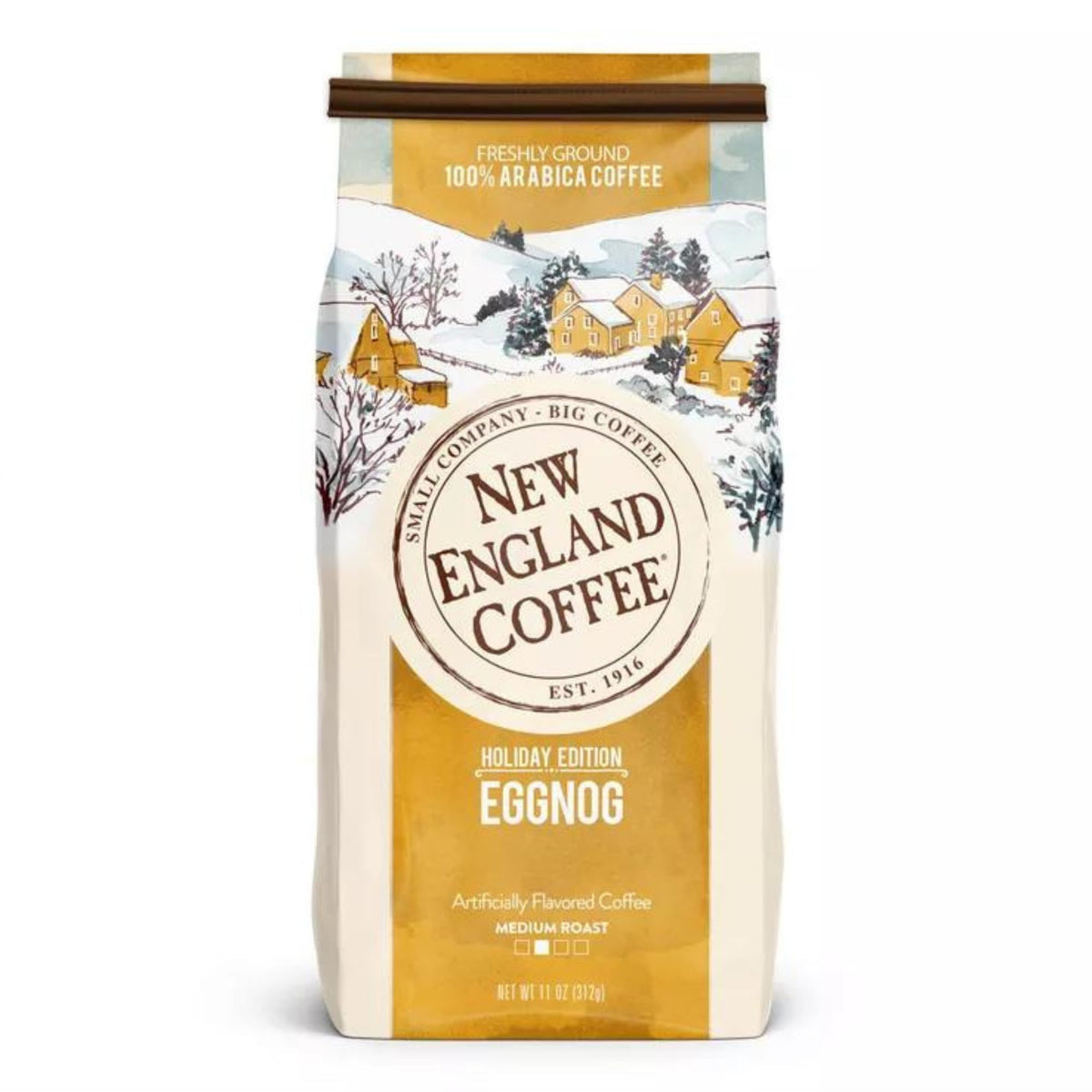 New England Coffee Eggnog Medium Roast Ground Coffee  11oz Bag (Pack of 1)