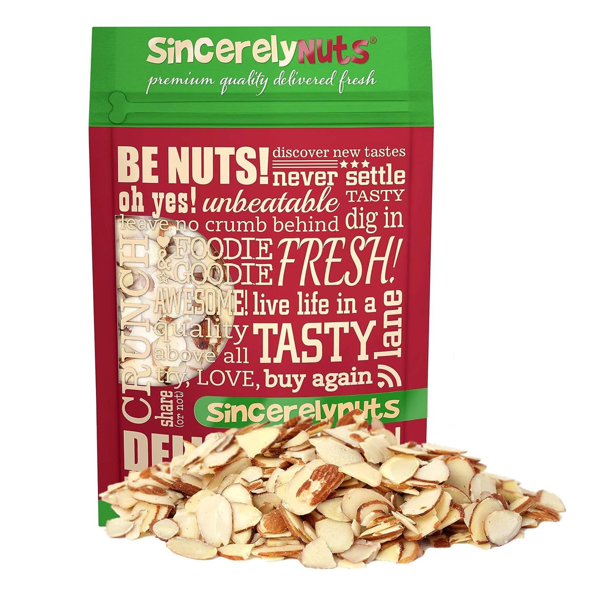 Sincerely Nuts – Raw Natural Sliced Almonds | 1 Lb. Bag | Delicious Guilt Free Snack | Low Calorie, Vegan, Gluten Free | Gourmet Kosher Food | Source of Fiber, Protein