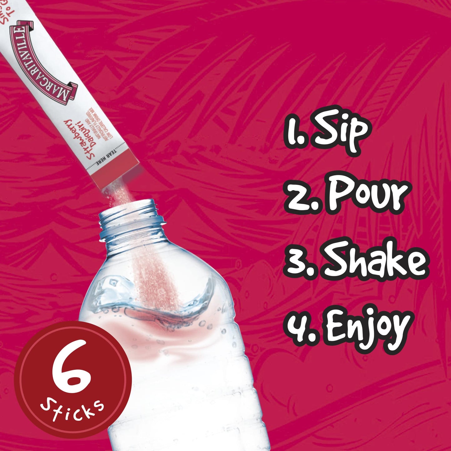 SINGLES TO GO! Water Drink Mix, Strawberry Daiquiri Flavor, Non-  ic, 72 Servings, Model 072392334629, Pack of 12