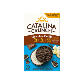 Catalina Crunch Chocolate Vanilla Sandwich Cookies, 5.9 oz (14 cookies) | Low Carb, Low-Sugar Snacks, Keto Snacks