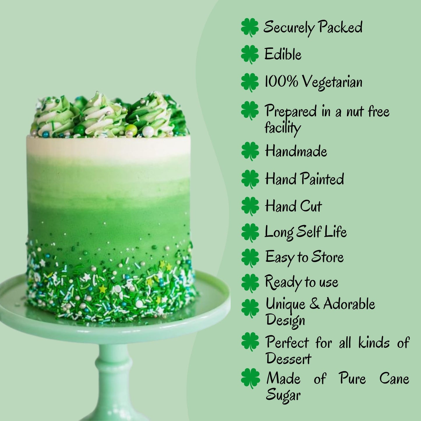 Confect St. Patricks Green, Gold, Silver & White Clover Sprinkles Mix | Birthday Sprinkles | Leaf Sprinkles | Sprinkles For Baki