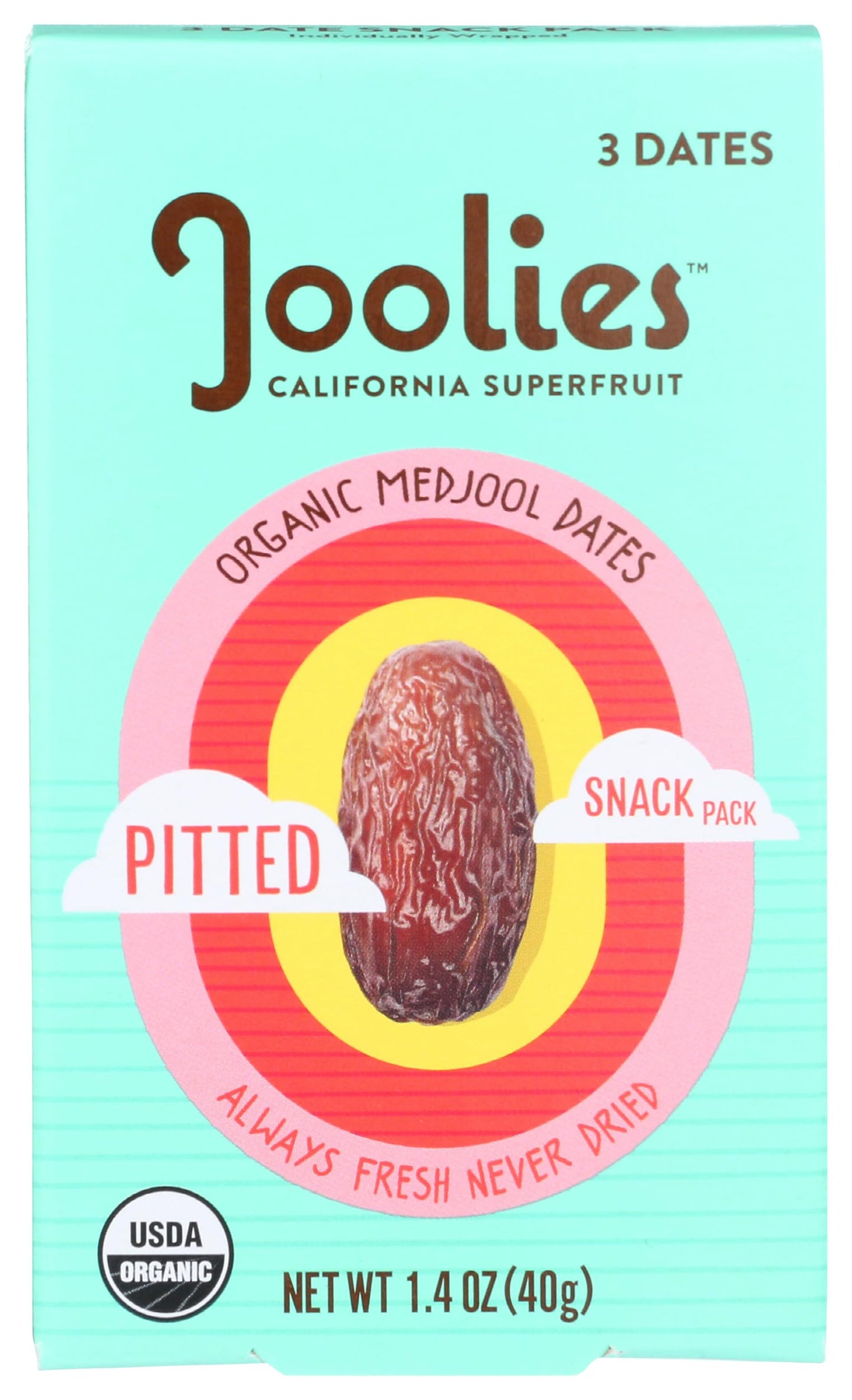 Joolies - Dates Pitted Snack Pack - Case Of 12-1.4 Oz