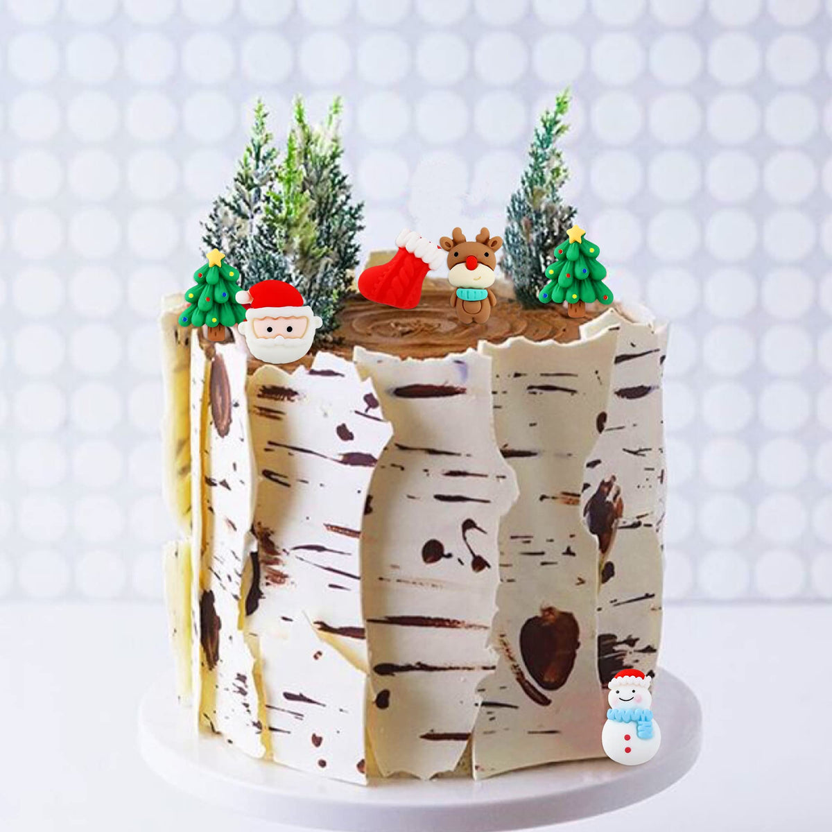 Ercadio 25 Pack Resin Christmas Cupcake Toppers Santa Claus Snowman Christmas Tree Cupcake Picks Resin Socks Cupcake Toppers For