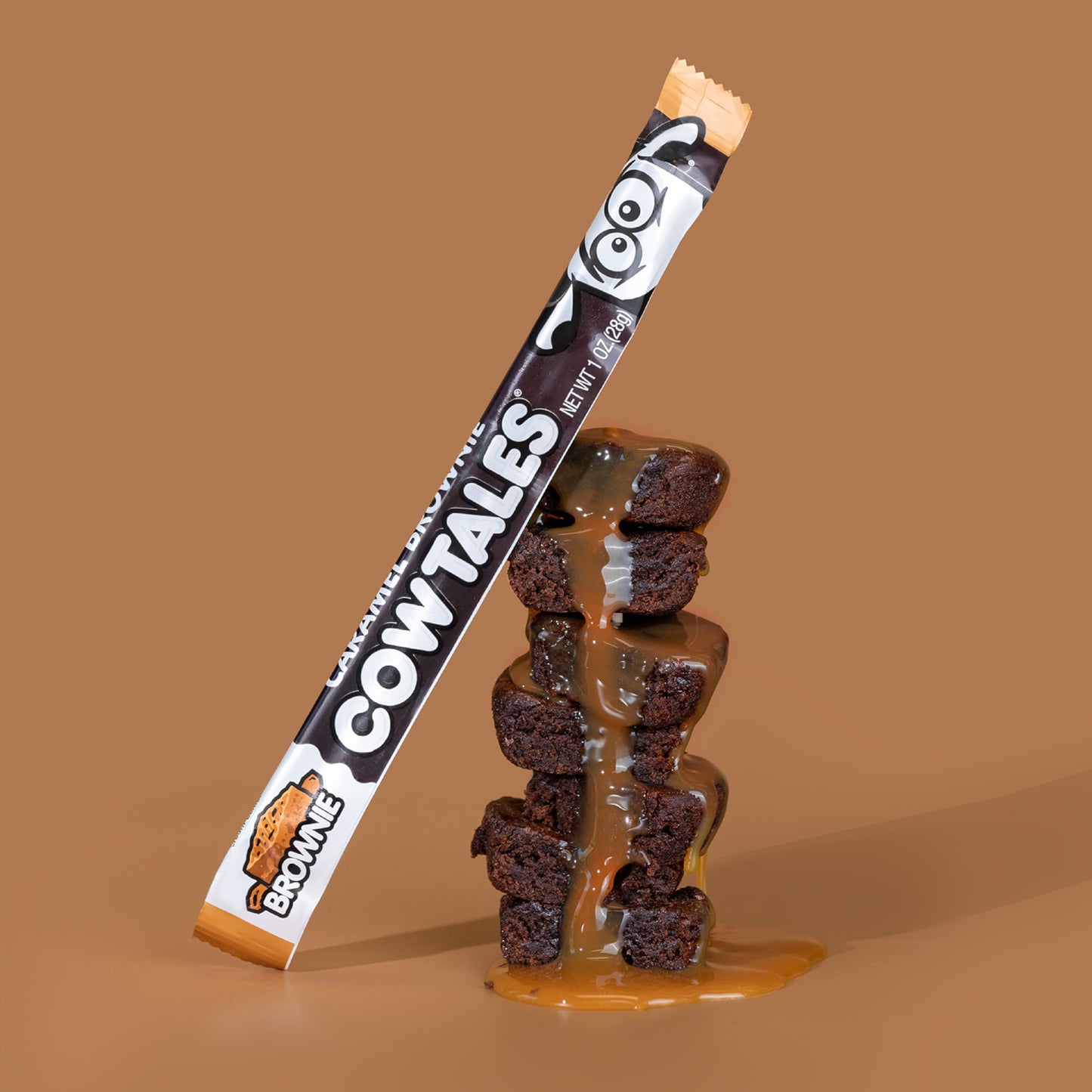 Goetzes Candy Caramel Brownie Cow Tales - 72 Count Canister (4.5 Pounds) - Fresh from the Factory