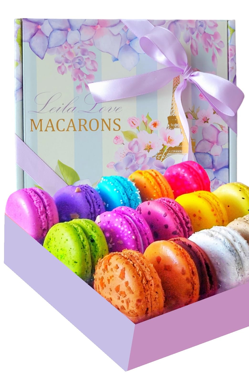 Leilalove Macarons - Paris18 Macarons With Dozen Flavors - Box Varies In Color