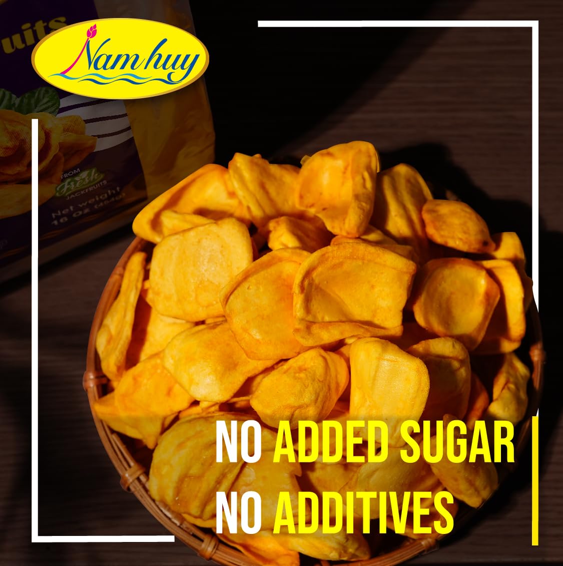 NAM HUY Dried Jackfruit Snacks, Vegan, No Added Sugar, 16 Oz