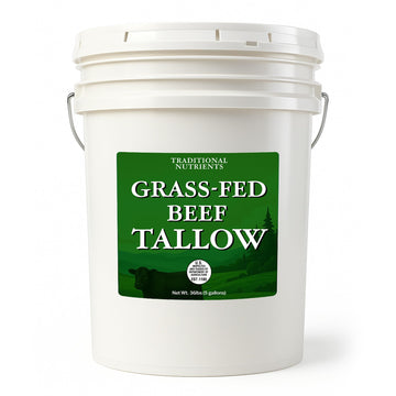 Pasture Raised Beef Tallow, Grass-Fed & Grass-Finished, Made from Beef Suet for More Nutrients, 36lb Tub