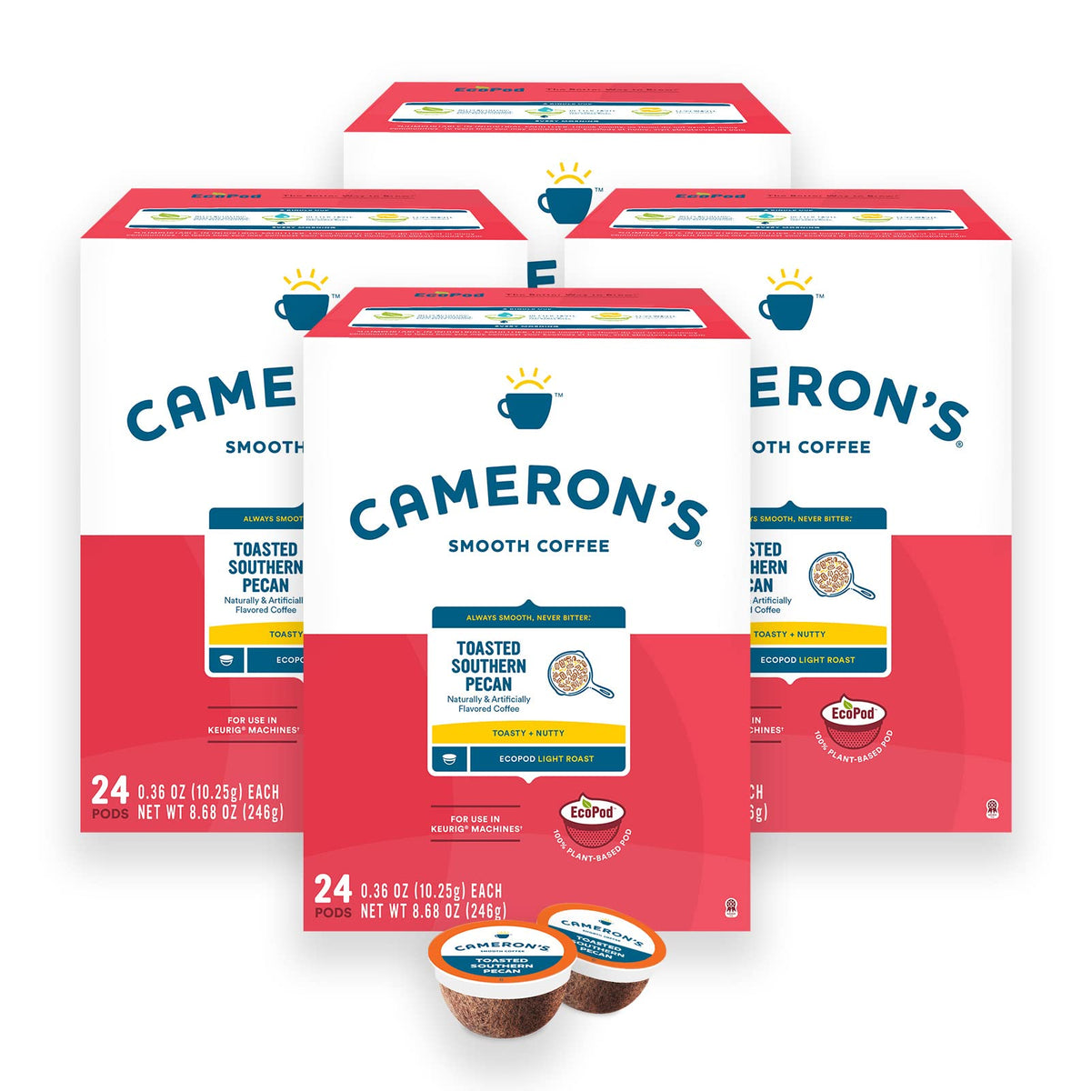Cameron s Coffee Single Serve Pods, Flavored, Toasted Southern Pecan, 96 Count