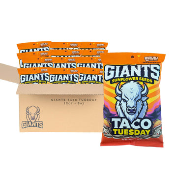 Giants Taco Tuesday Sunflower Seeds - Sunflower Seeds To Eat  High Protein Snack  Zesty Taco Seasoning  Source Of Vitamin E & Fiber Content - 5 Oz Resealable Bags (Bulk Pack Of 12)