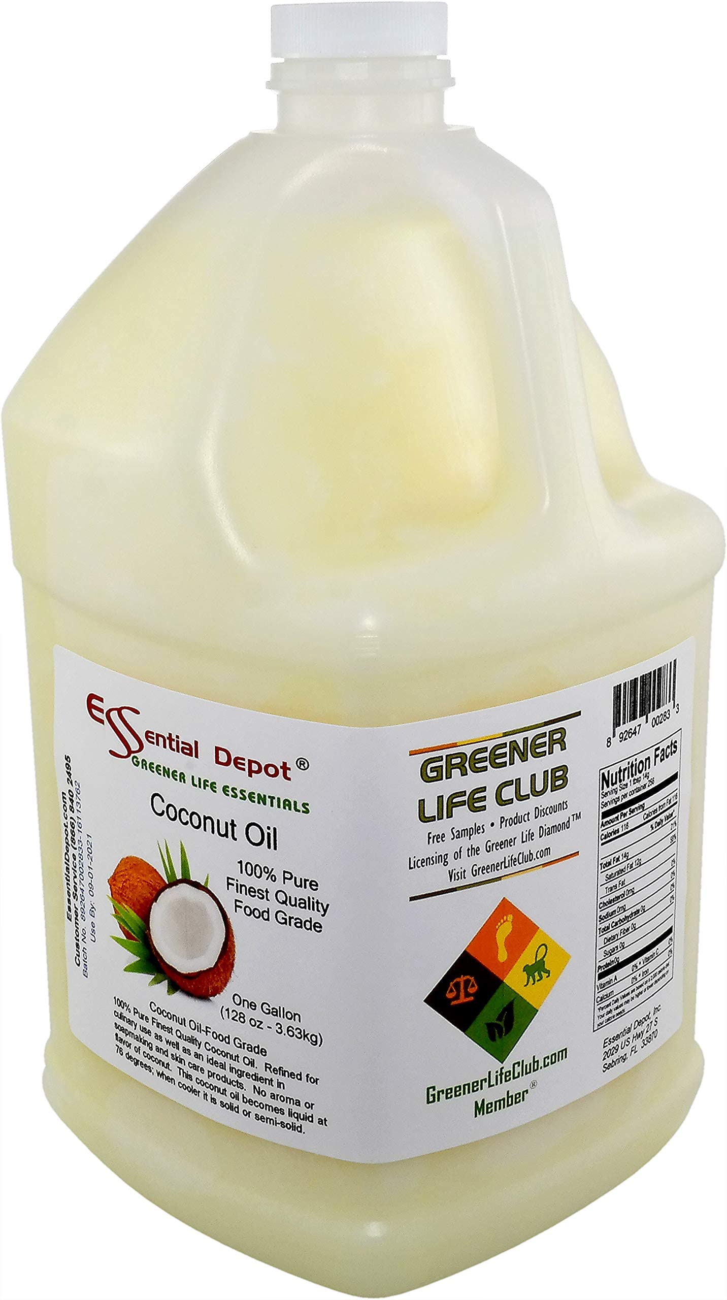 Essential Depot Coconut Oil & RSPO Sustainable Palm Oil Combo Pack - Food Grade, 2 Piece Set, White to Yellowish, HDPE Container