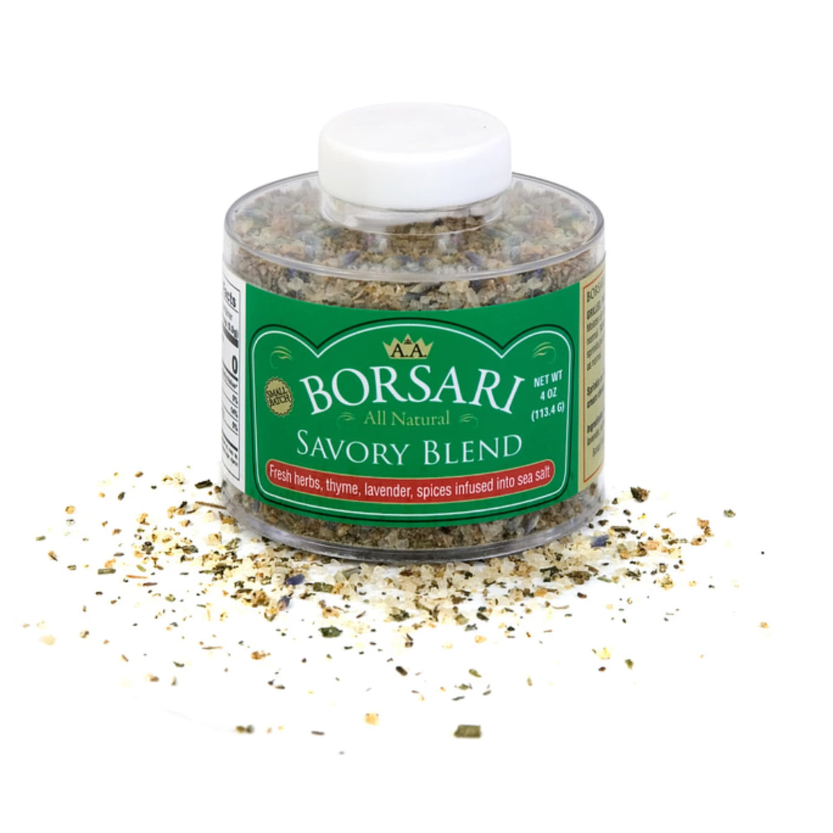 BORSARI Savory Seasoned Salt Blend - Gourmet Sea Salt with Herbs - 4 oz Shaker Bottle - Gluten Free, All Natural, Keto Friendly