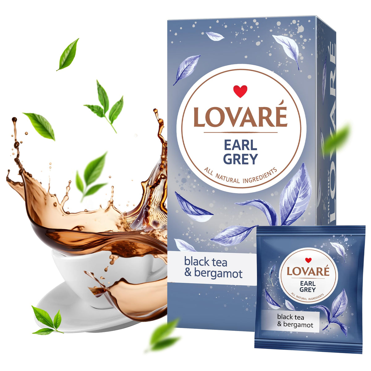 LOVARE Earl Grey Tea Bags 48 g - Made in Ukraine - Black Tea and Bergamot - Tea Bags - Gift Box for Tea Lovers (24 x 2 g)