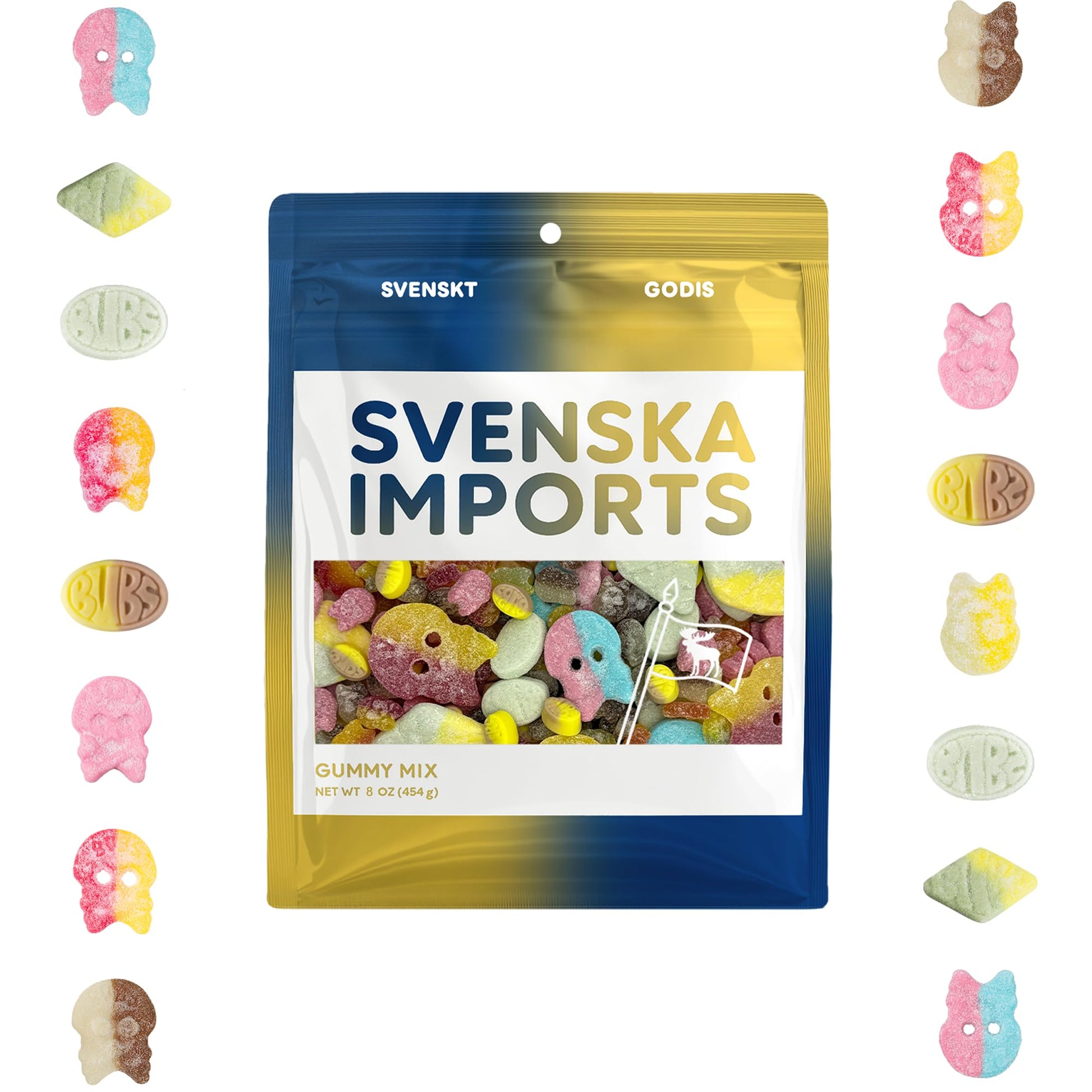Bubs Swedish Candy Mix (0.5 LB) Assortment Bag - Tutti Frutti, Dizzy Skull, Banana Ovals, Fruity Pear, Big Sour Skull, Cool Rasp