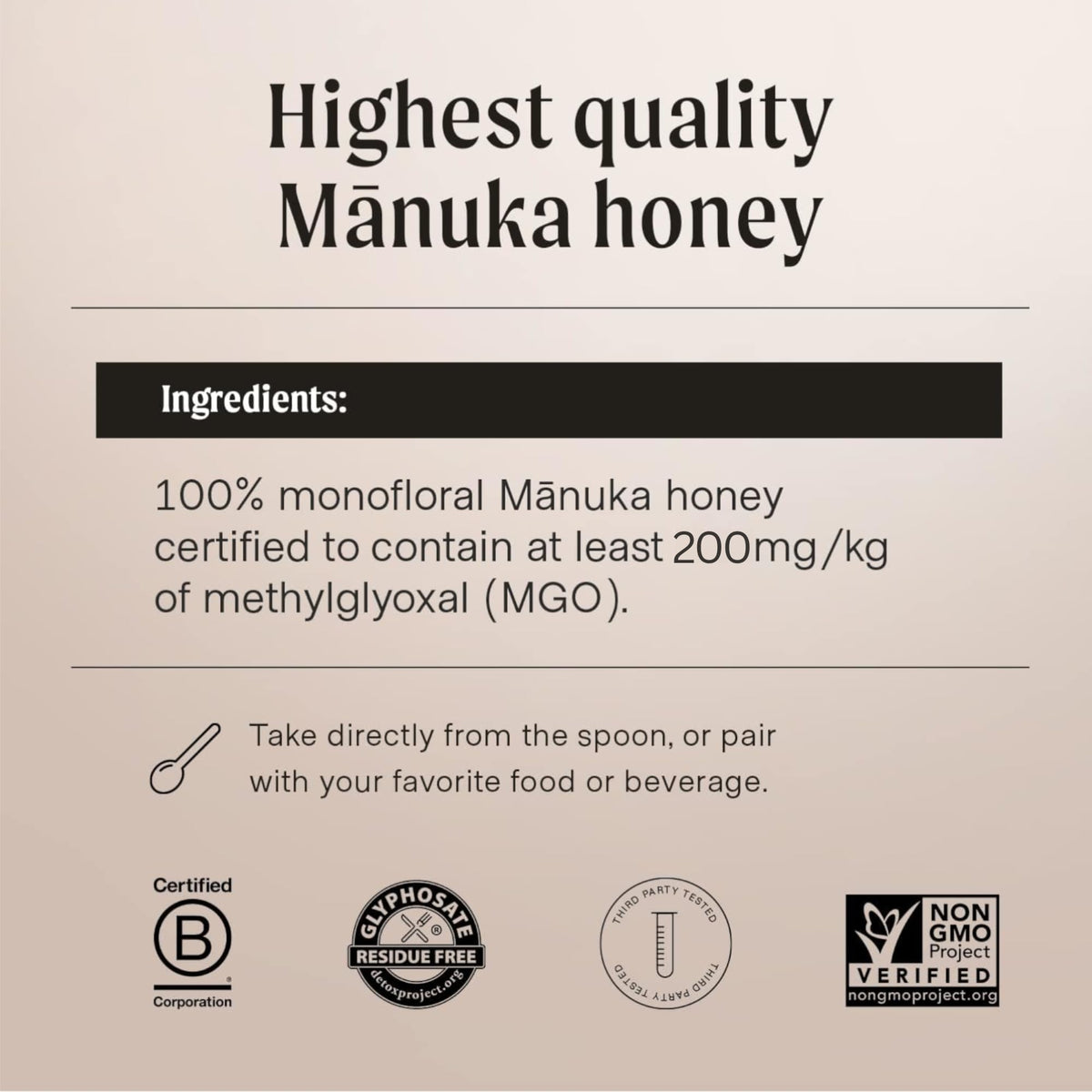 Manukora Raw Manuka Honey, Mgo 200+, New Zealand Honey, Non-Gmo, Traceable From Hive To Hand, Daily Wellness Support - 250G (8.8