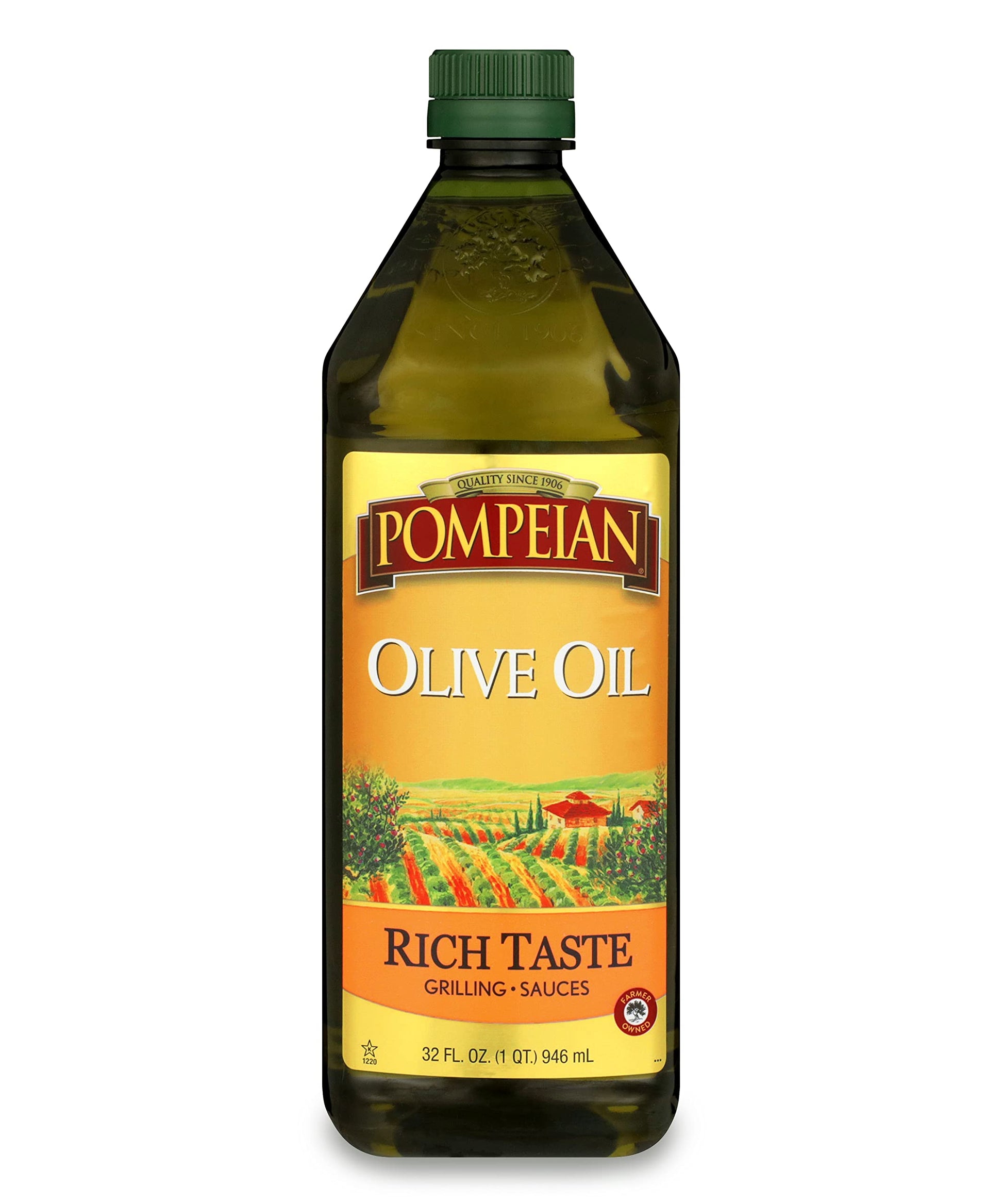 Pompeian Rich Taste Olive Oil, Full Flavor, Perfect for Grilling & Sauces, Naturally Gluten Free, Non-Allergenic, Non-GMO, 32 FL