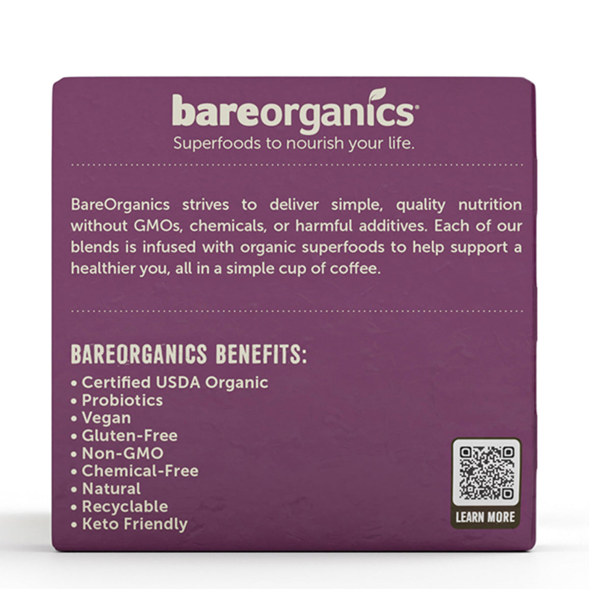 Bareorganics Daily Defense Coffee With Superfoods, 60Ct (15660)