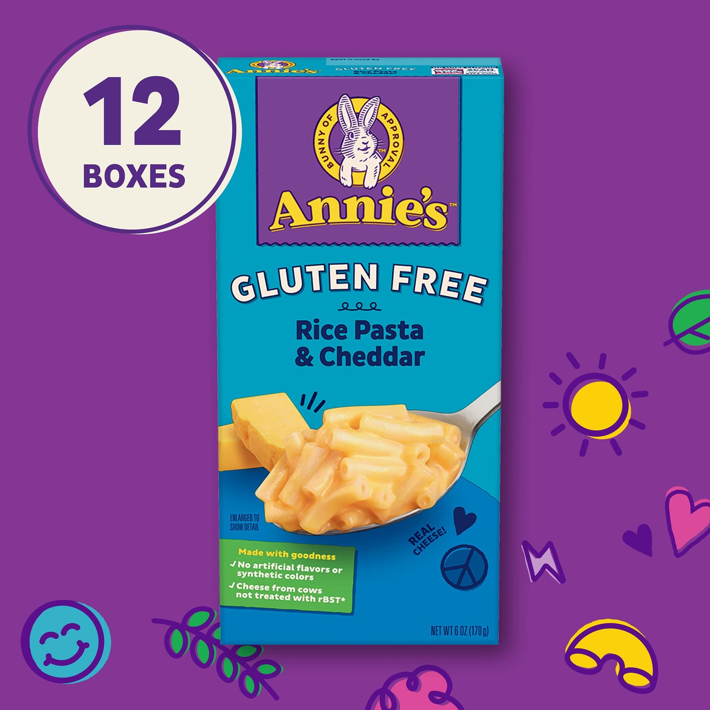 Annies Homegrown Gluten-Free Rice Pasta & Cheddar Mac & Cheese 6-Ounce (Pack of 144)