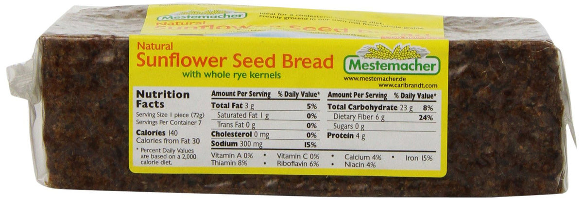 Mestemacher Bread, Sunflower Seed, 1.1 Pound (Pack Of 12)
