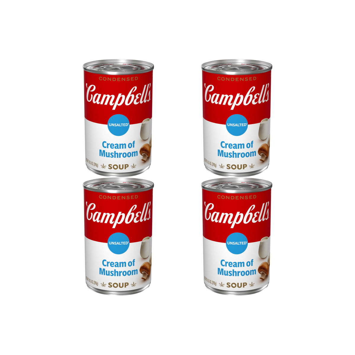Campbells Condensed Unsalted Cream of Mushroom Soup, 10.5 Ounce Can (Pack of 4)