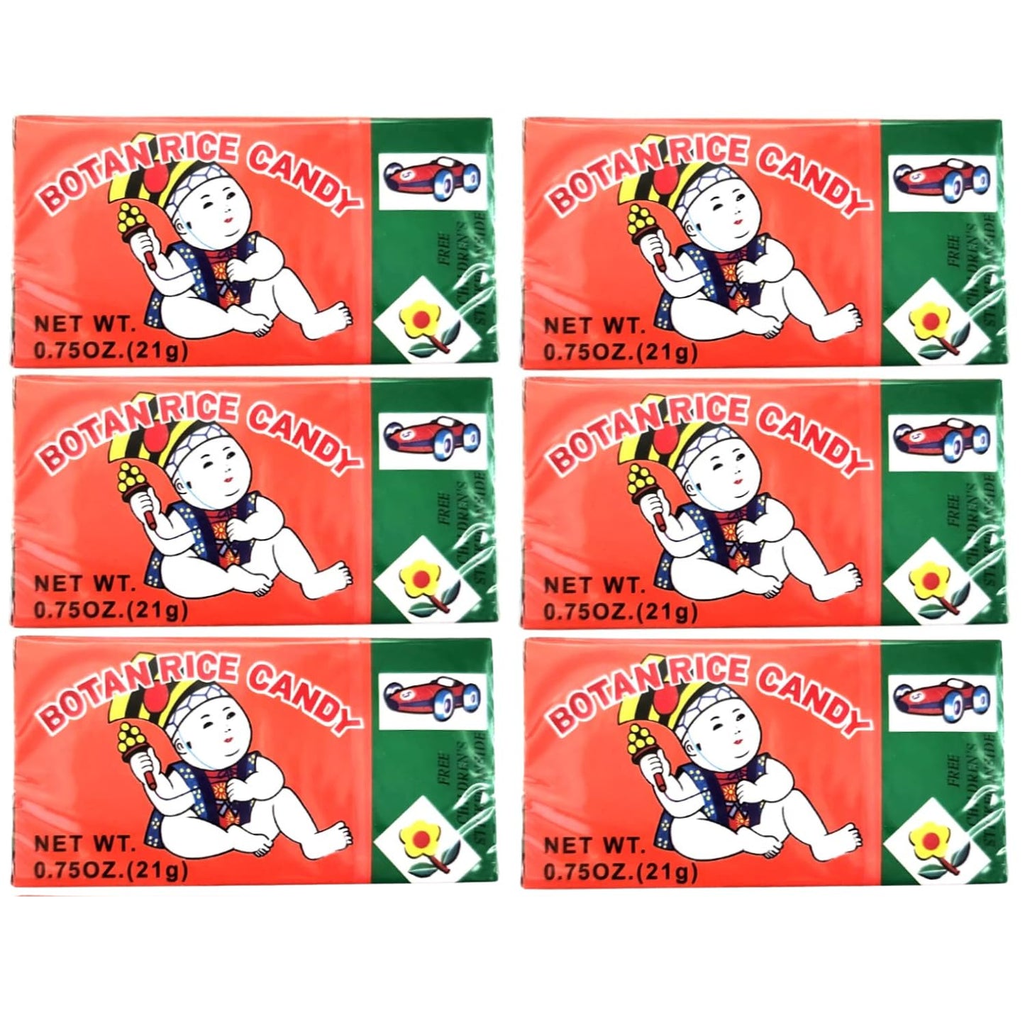 Botan Rice Candy (6 Pack) Assortment Gift Set With Sticker Inside