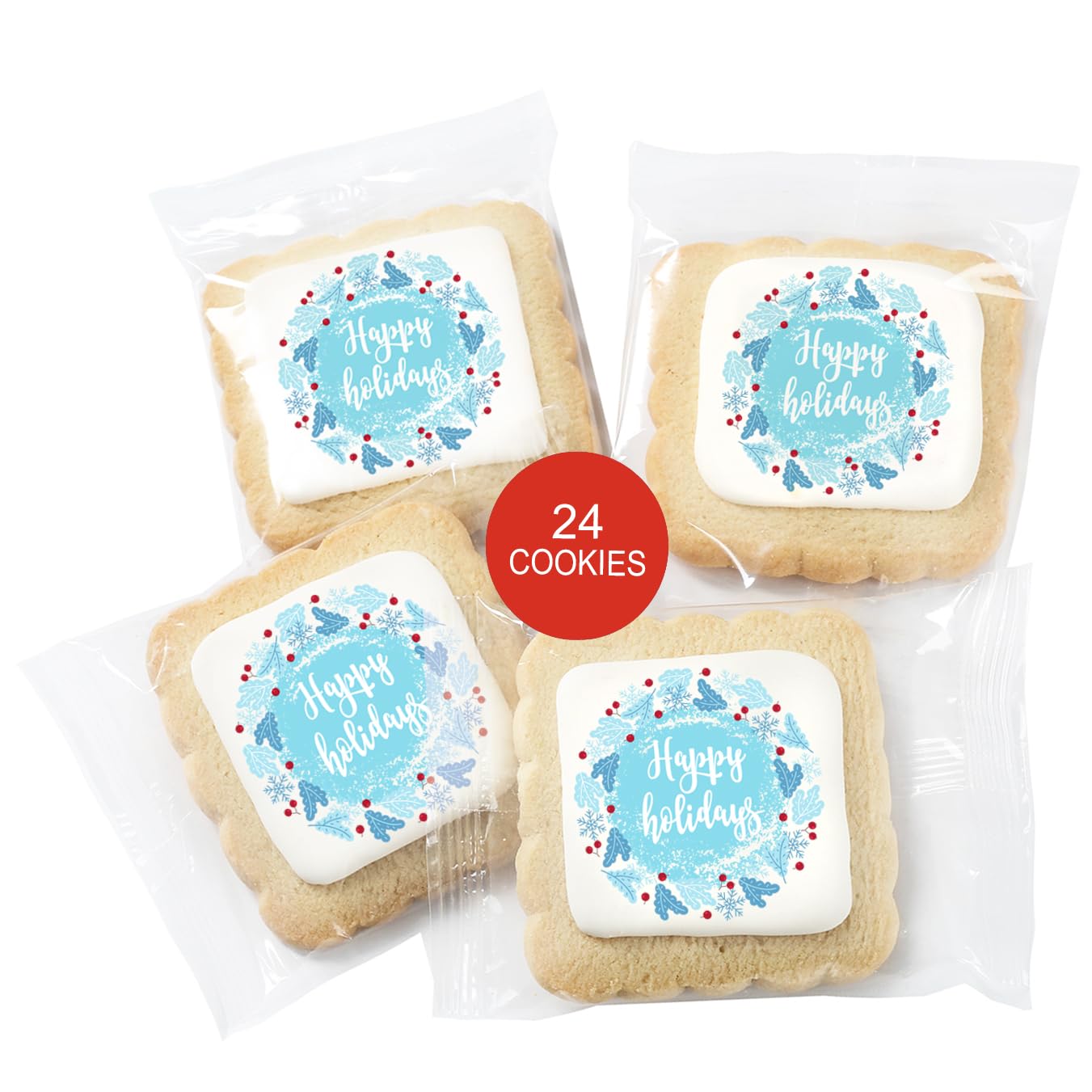 Happy Holidays Gift Basket Cookies Chocolate Chip Cookie Fudge Filled For Men Women Kids | INDIVIDUALLY WRAPPED | Large Cookies