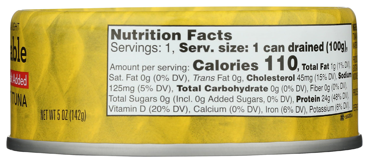 SUSTAINABLE SEAS Chunky Light Tuna in Water No Salt, 6 OZ