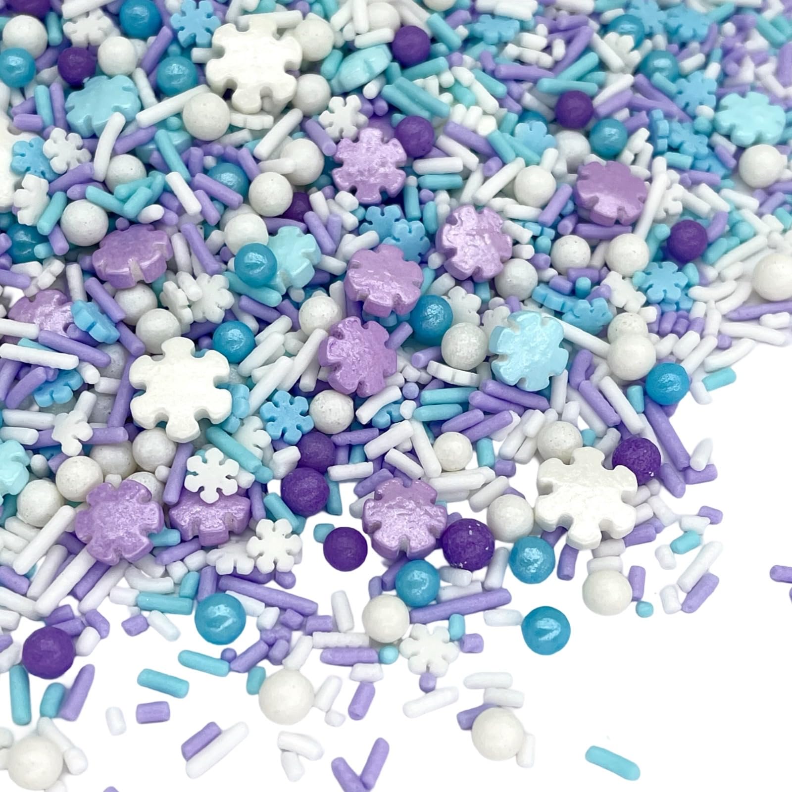 Manvscakes Sprinkles Mix - Blue Confetti & Metallic Snowflake Sprinkles, 4 Ounce, Pink Purple Blue