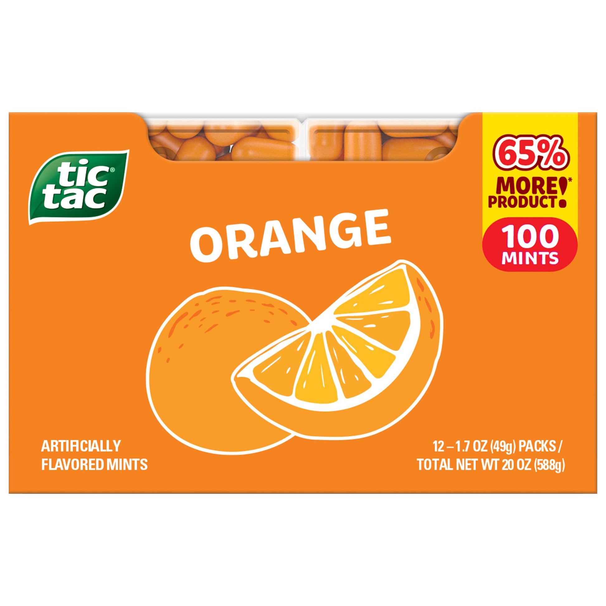 Tic Tac Orange Mints, Bulk 12 Pack, 1.7 oz Each, On-The-Go Refreshment, Orange