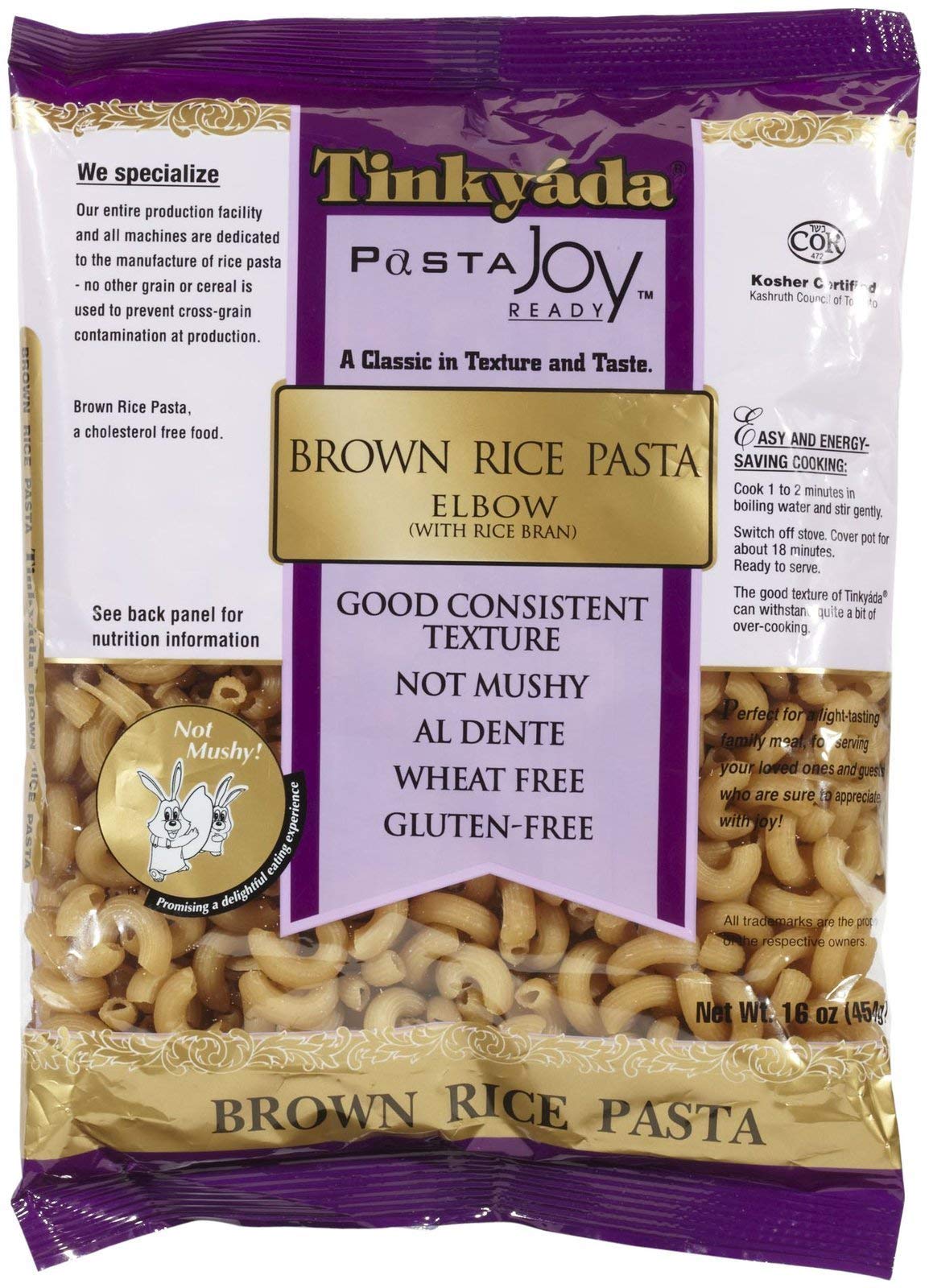 Tinkyada Brown Rice Elbow Pasta, 16 oz (Pack of 3)