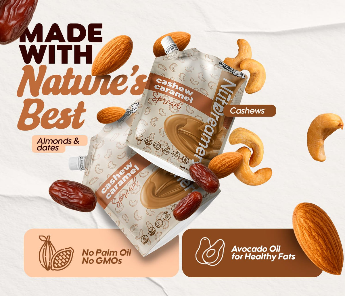 Nut Dreamers Cashew Caramel Spread, Vegan, Gluten Free, No Refined Sugar, 10 oz Pouch